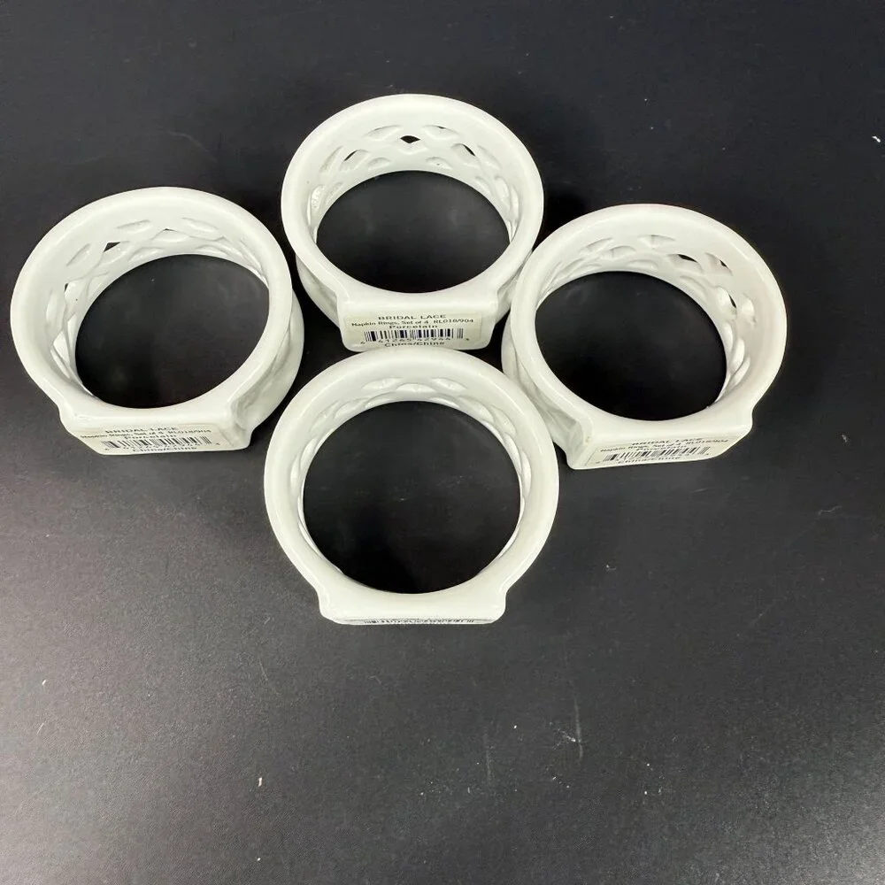 Mikasa Bridal Lace White Porcelain Napkin Rings Set Of 4 Elegant